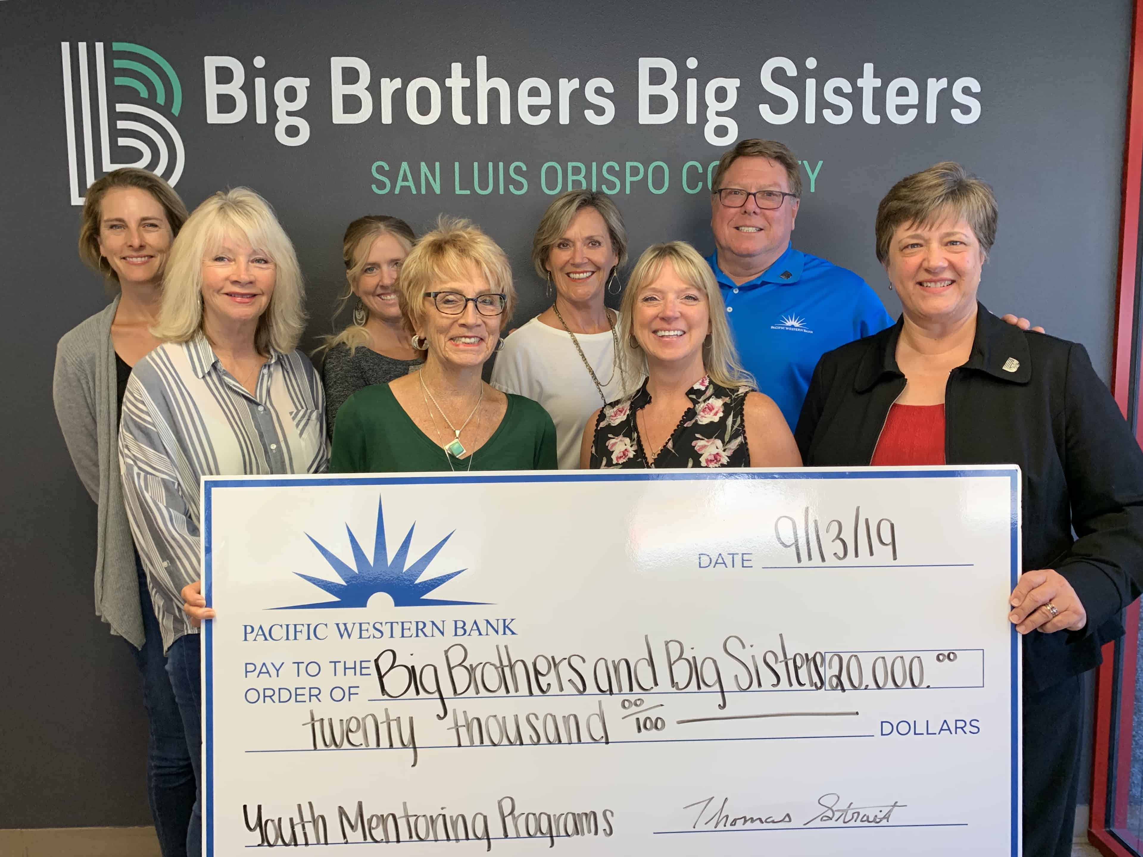 Pacific Western Bank_big brothers big sisters_donation San Luis